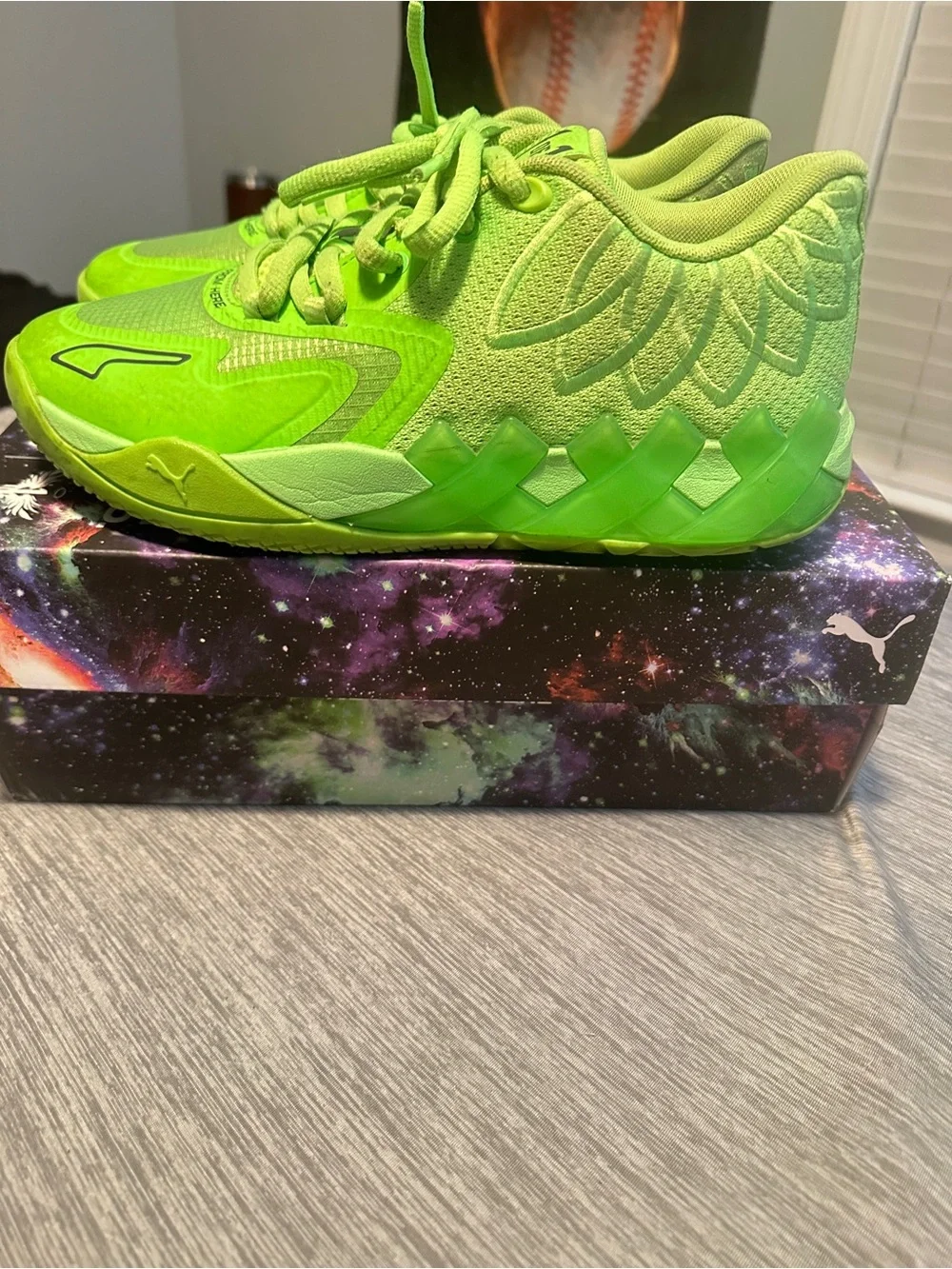 Puma Kids Neon Green Lace-Up Sneakers